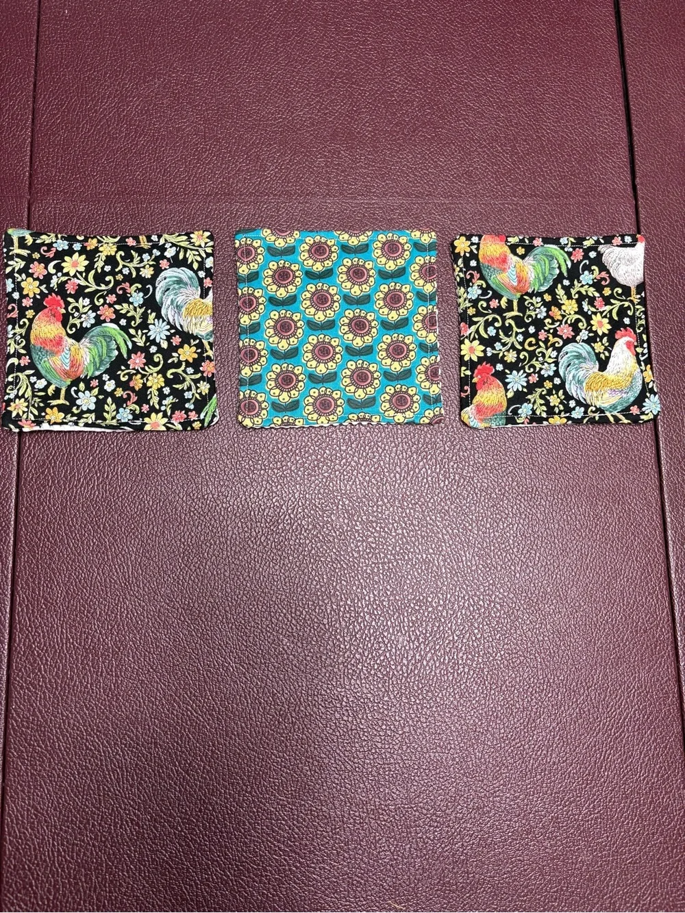 NEW Handmade Colorful Chicken Print and Sunflower Print Fabric Jar Grippers
